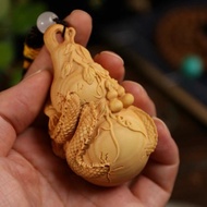 1my [1976 People Collection] Taihang Thuja Wood Carving Handle Piece Plate Dragon Gourd Wooden Flash