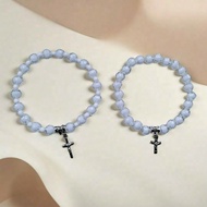 G21 WORLD BALL PEARL CROSS BRACELET FILLED WITH PREMIUM WHITE BALL 8MM