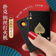 Windproof Charging Trendy Boyfriend Funny Mahjong Cigarette Lighter Lighter Spade usb3.28c Creative 