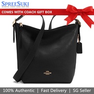 Coach Handbag In Gift Box Crossbody Bag Shoulder Bag Leather Val Duffle Black # C2818