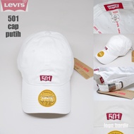 PUTIH PRIA Sports Cap Levis 501 classic logo import UNISEX baseball Cap (FREE BOX) - White 603B