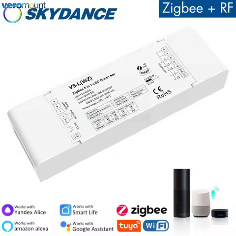 Tuya ZigBee RGBCCT Controller 12V 24V DC 48V 5 in 1 2.4G RF Wireless Gateway Smart Life PWM for RGB 