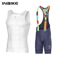 INBIKE เสื้อเจอร์ซีย์นักปั่นผู้ชายชุดปั่นจักรยานแขนกุดกางเกง Bib แบบมีรูระบายอากาศปั่นจักรยานฤดูร้อน