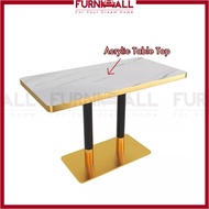 Furnimall Cafe Table Acrylic Restaurant Dining Table Luxury Set Cafe Gold Table Coffee Table Meja Ma