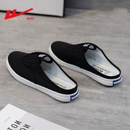 รองเท้าผ้าใบแบบสวมสบายสำหรับผู้หญิง Warrior Half Slip-On Canvas Shoes Comfortable Slip-On Low Cut ro