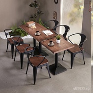Barbecue Music Solid Wood Qingba Combination Small Square Industrial Style Milk Tea Table Dining Tab