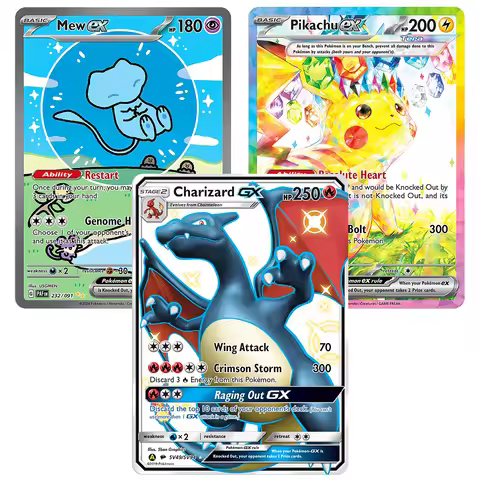 PROXY Pokemon Cards Holographic Charizard GX VMAX Pikachu EX Mew Greninja Rare Rainbow Pokemon Card 