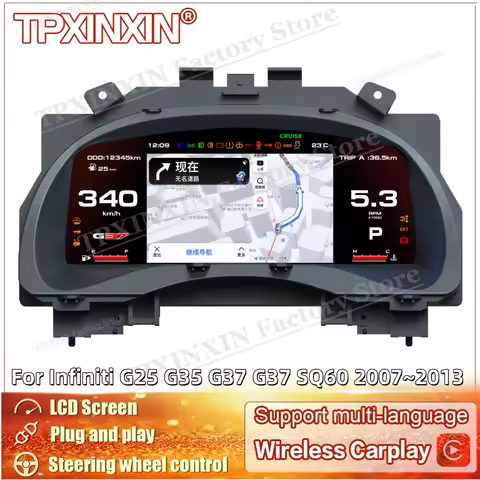 For Infiniti G25 G35 G37 G37 SQ60 2007~2013 Digital Dash Panel Gauges Instrument Cockpit Speedometer