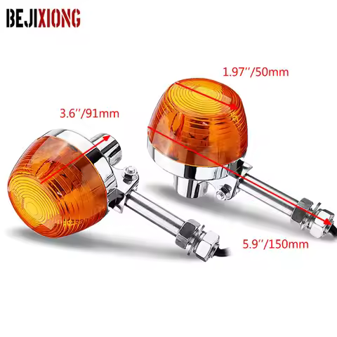 2pcs Motorcycle Turn Signal Light Blinkers Amber Lamp For Honda XL100 C70 CT70 CT90 CB350 CM400 CB45
