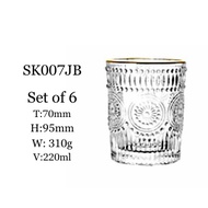 SK007 - 6JB GLASS 6PCS gold rim Drinking glass cup/glassware cup