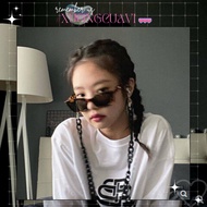 Real photo Jennie BLACKPINK square frame women's sunglasses with leopard print KM001 Vi's Factory