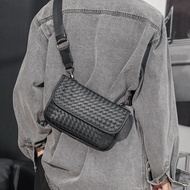 Luxury Brand Designer Handbag Men Shoulder Crossbody Bags 2021 Handmade Weave Men's Chest Messenger Bag Flap Leather Phone Purse