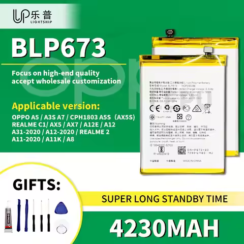 New Battery OPPO A5 A3S A7 A8 BLP673 4230mAh Original Battery OPPO AX7 A12E A31 A12 A11 A11K 2020 Qu