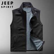 JEEP SPIRIT ชายฤดูใบไม้ผลิและฤดูใบไม้ร่วงฤดูใบไม้ผลิและฤดูใบไม้ร่วงใหม่เสื้อกั๊กแขนกุดขนแกะ Casual เ