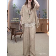 [Mother Wear] Summer Mother Short-Sleeved Suit Western Style Age-Reducing Dress Ice Silk Cotton Line