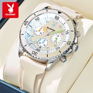 PLAYBOY Jam Tangan Perempuan Original Waterproof Quartz Silicone Luminous Chronograph Fashion Colorf