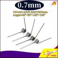 sus304 d0.7mm OD4/4.5/5/5.5/6/7/8/9mm V-shaped spiral torsion spring angle 60/90/120/180 degrees[YMH