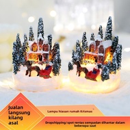Christmas Decorations Resin House Glowing Ornaments Christmas Miniature Landscape Christmas Small Ho