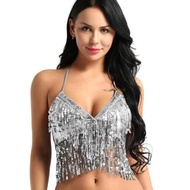 Shiny Sequins Belly Dance Costume Nightclub Halter Bra Sequin Performance Outfits Club Party Festiva