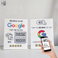 NFC tap and review Google Business Review Acrylic Standee QR CODE+NFC Office Shop Restaurant Decor
