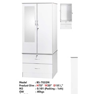 2 Door 2.5-Feet Swing Door Wardrobe / Wardrobe with Large hanging space / Almari Baju / Pintu Kaca /