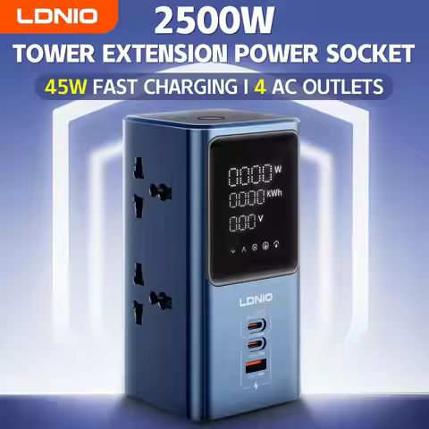 LDNIO 45W Vertical Tower Power Strip Socket Multi Universal Outlets Extension Cord QC PD USB C Fast 