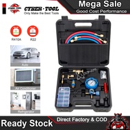 Single Gas Meter Set R22 R410A - Refill & Cold Gas Pressure Gauge, Cord Included