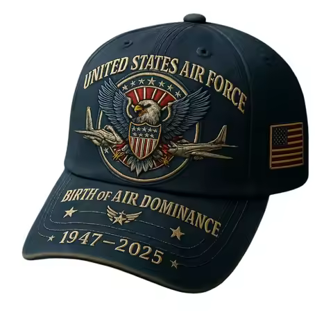 Men's USA 250th Anniversary Cap - U.S. Air Force Insignia & Elite Design with Eagle, Dog Tags & M4 R