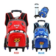 Kids 6 Wheels Trolley Primary School Bag Backpack 3D Car Trolley School Bag KID038