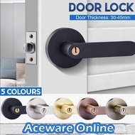 【In stock】Door Lock Handle Door Lock Set Room Door Lock Bedroom Door Lock Tubular Lever Lock Tombol Pintu Bilik OULL
