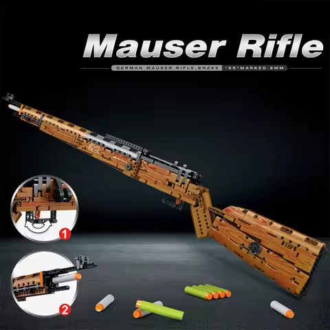 Kar98K Building Block Model Can Shoot Heavy Sniper Rifle Assemble Bricks WW2 Weapons Series Kids Edu