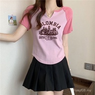 Gadis Gemuk Bersaiz Besar 200 Jin Retro Gaya Korea Pelangsingan Elegan Serbaguna V-leher Lengan Pend