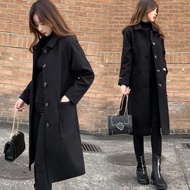 Coat 2XL Ready Stock Yellow Woolen Top Cardigan S-2XL Slim-Fit Slimmer Look Mid-Length Black T613-95