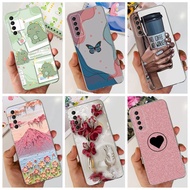 For Huawei Y7A Case Soft Silicone TPU Back Cover Fashion Flower Bumper For Huawei P Smart 2021 Huawi