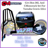 ◹ ☬ ☂ ( MIO GRAVIS ) 36L GIVI BOX AND CMonorack FOR YAMAHA MIO GRAVIS 125cc