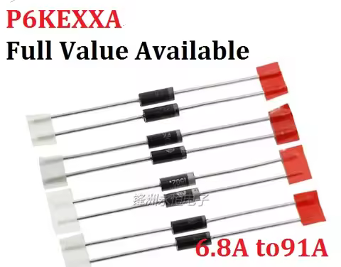 20PCS P6KE6A8/16A/18A/10A/12A/13A/15A/24A/27A/30A/33A/36A/51A/91A TVS Diode PKKE6.8A P6KE16A P6KE18A