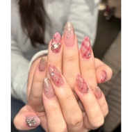 Empress Dowager-style checkered vintage sweet girl handmade nail covers