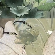 Vintage Green Lotus Pendant Necklace, Clothing Accessories, Women's Ice Transparent Lotus Necklace