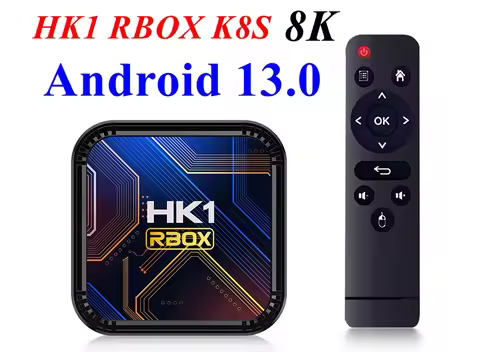HK1 RBOX K8S Android 13.0 TV Box RK3528 Quad Core 2G/16G 4G/32G 64G 2.4G 5G Dual WIFI H.265 8K UHD Y