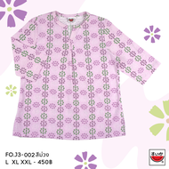 เสื้อแตงโม (SUIKA) - คอจีนจีบอกแขนสามส่วน (ผ้าฟ็อค) (ผ้าไม่ยืด) ( FO.J3-002 )