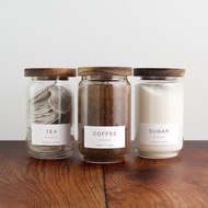 鬼佬倉 - 【S(1個裝)】透明玻璃廚房收納罐 帶孔相思木密封蓋 可存茶葉咖啡豆五穀 也適放糖餅乾意麵