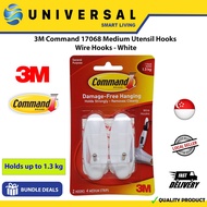 [SG SHOP SELLER] 3M Command 17068 Medium Utensil Hooks - Wire Hooks - White / 7 Hooks / 12 Medium Strips