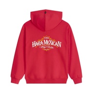 【new】 เสื้อฮู้ด Hara เสื้อกันหนาวฮู้ดดี้ Mexican style สีแดง ผ้ายืด พิมพ์ด้านหลังเท่านั้น m-3xl