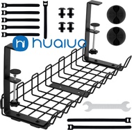 No Drilling Under Desk Cable Management Box Tray with Lid Metal Under Desk Wire Management Box Clamp
