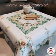 Brown Flower Square Tablecloth/Alas Meja 36x36"