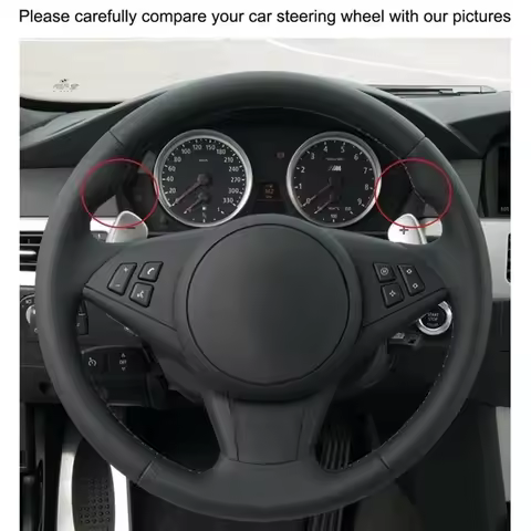 Car Steering Wheel Cover Soft Black Genuine Leather For BMW E60 E63 E64 Cabrio M6 2005 2006 2007 200