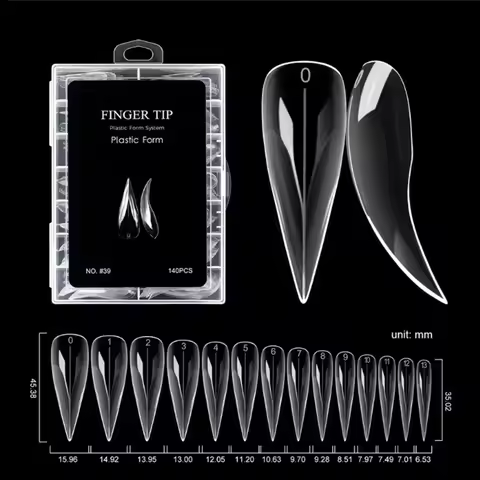 〔YS1〕70/140/150pcs Eagle Talon Short Curved Stiletto Clear Soft False Nail Tips For DIY Nail Salon M