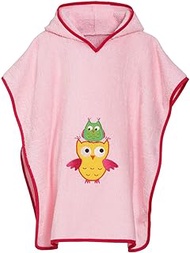 Unisex children's terry poncho, 14 - Pink Owl, S (bis ca. 4 Jahre)