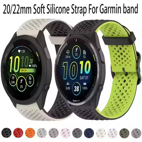 20/22mm Soft Silicone Strap for Garmin Forerunner 165 55 Venu 3 Active 5 Sports Comfortable Band Gar