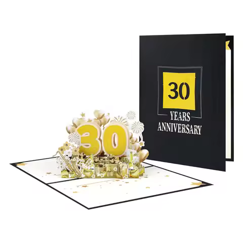 1-100 Pop Up Anniversary Card – 3D Golden Milestone Celebration Greeting Card for Birthday, Wedding,